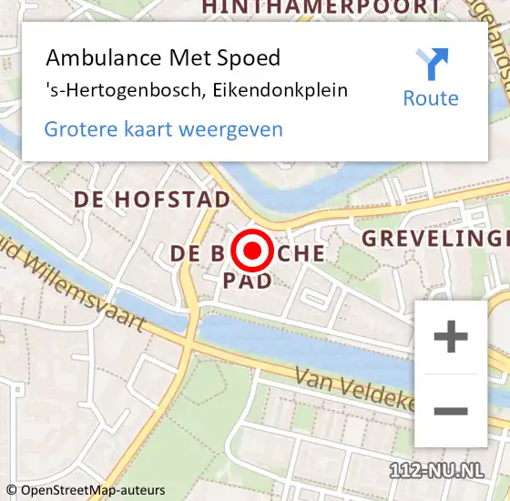 Locatie op kaart van de 112 melding: Ambulance Met Spoed Naar 's-Hertogenbosch, Eikendonkplein op 28 augustus 2017 09:09