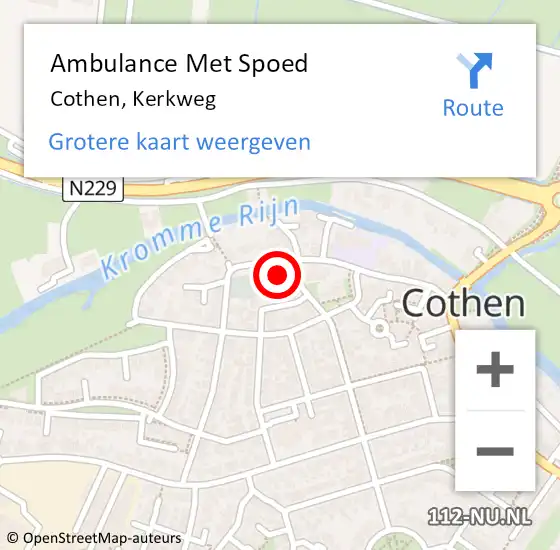 Locatie op kaart van de 112 melding: Ambulance Met Spoed Naar Cothen, Kerkweg op 30 januari 2014 19:41