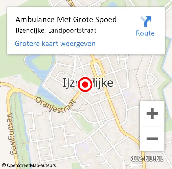 Locatie op kaart van de 112 melding: Ambulance Met Grote Spoed Naar IJzendijke, Landpoortstraat op 28 augustus 2017 11:05