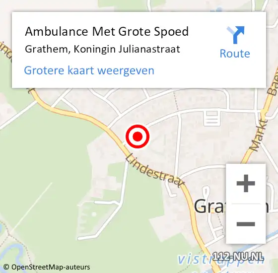 Locatie op kaart van de 112 melding: Ambulance Met Grote Spoed Naar Grathem, Koningin Julianastraat op 28 augustus 2017 11:32