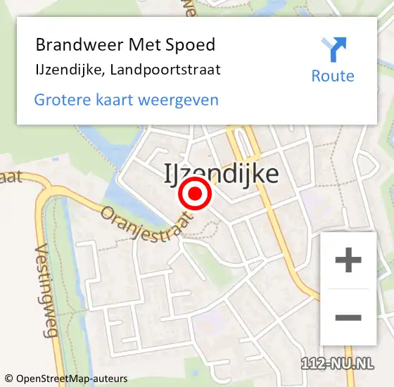 Locatie op kaart van de 112 melding: Brandweer Met Spoed Naar IJzendijke, Landpoortstraat op 28 augustus 2017 11:50