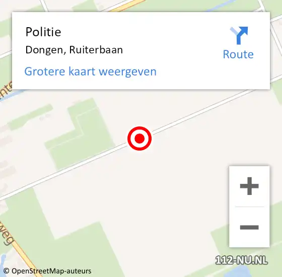 Locatie op kaart van de 112 melding: Politie Dongen, Ruiterbaan op 28 augustus 2017 12:06