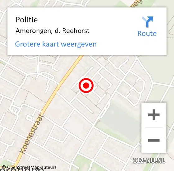 Locatie op kaart van de 112 melding: Politie Amerongen, d. Reehorst op 30 januari 2014 19:56