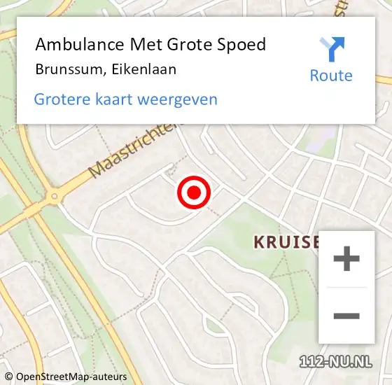 Locatie op kaart van de 112 melding: Ambulance Met Grote Spoed Naar Brunssum, Eikenlaan op 20 september 2013 21:41