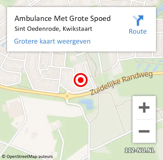 Locatie op kaart van de 112 melding: Ambulance Met Grote Spoed Naar Sint Oedenrode, Kwikstaart op 30 januari 2014 19:57