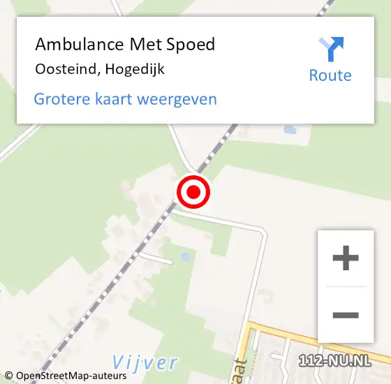 Locatie op kaart van de 112 melding: Ambulance Met Spoed Naar Oosteind, Hogedijk op 28 augustus 2017 12:37