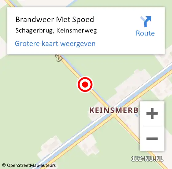 Locatie op kaart van de 112 melding: Brandweer Met Spoed Naar Schagerbrug, Keinsmerweg op 28 augustus 2017 13:08