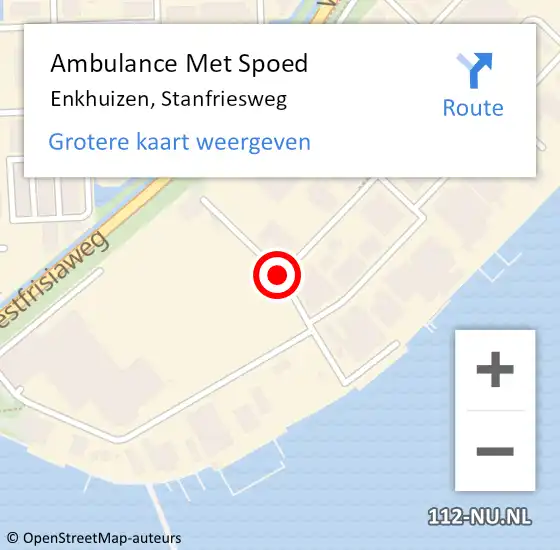 Locatie op kaart van de 112 melding: Ambulance Met Spoed Naar Enkhuizen, Stanfriesweg op 28 augustus 2017 13:20