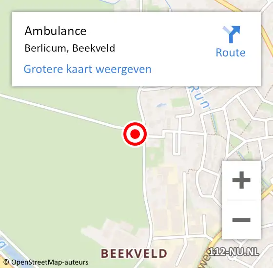 Locatie op kaart van de 112 melding: Ambulance Berlicum, Beekveld op 28 augustus 2017 13:22