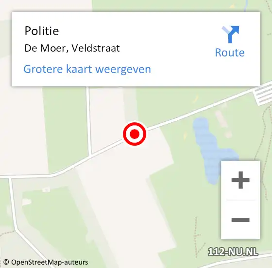 Locatie op kaart van de 112 melding: Politie De Moer, Veldstraat op 28 augustus 2017 13:35