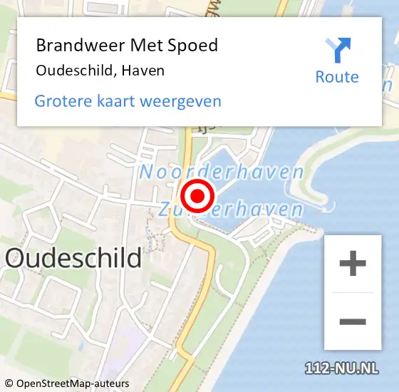 Locatie op kaart van de 112 melding: Brandweer Met Spoed Naar Oudeschild, Haven op 28 augustus 2017 13:50