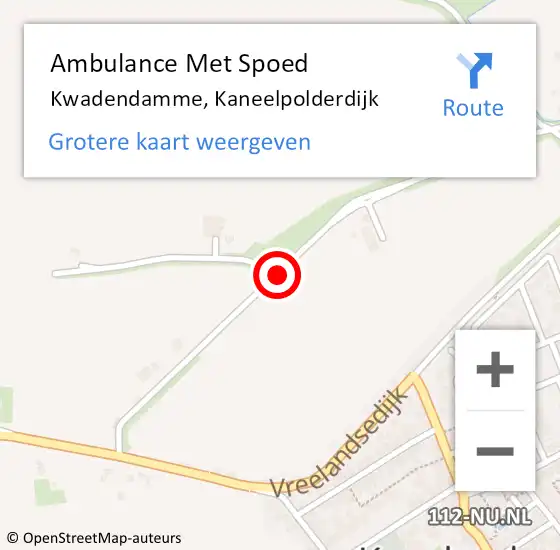 Locatie op kaart van de 112 melding: Ambulance Met Spoed Naar Kwadendamme, Kaneelpolderdijk op 28 augustus 2017 14:04