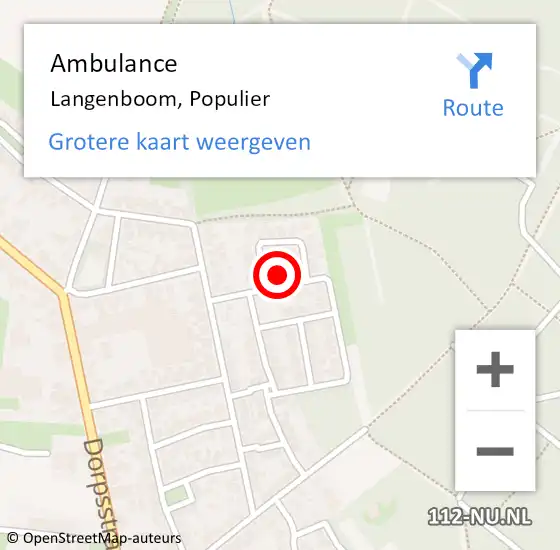 Locatie op kaart van de 112 melding: Ambulance Langenboom, Populier op 28 augustus 2017 14:08