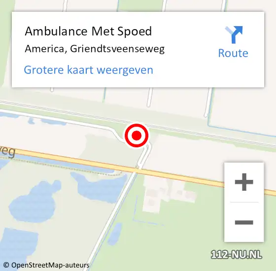 Locatie op kaart van de 112 melding: Ambulance Met Spoed Naar America, Griendtsveenseweg op 28 augustus 2017 14:37