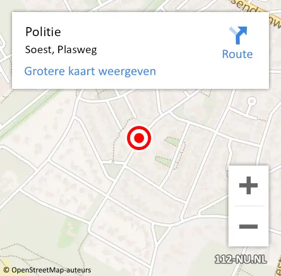 Locatie op kaart van de 112 melding: Politie Soest, Plasweg op 28 augustus 2017 14:46