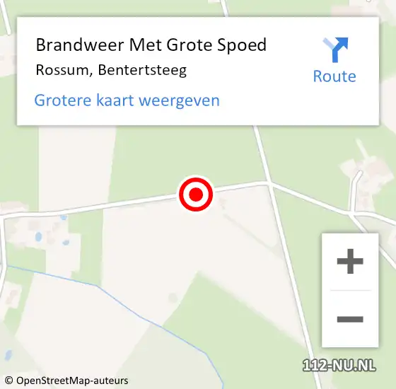 Locatie op kaart van de 112 melding: Brandweer Met Grote Spoed Naar Rossum, Bentertsteeg op 28 augustus 2017 14:48