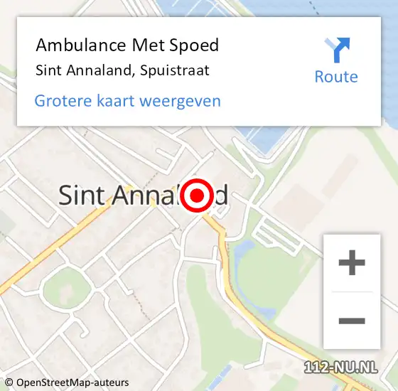 Locatie op kaart van de 112 melding: Ambulance Met Spoed Naar Sint Annaland, Spuistraat op 28 augustus 2017 14:58