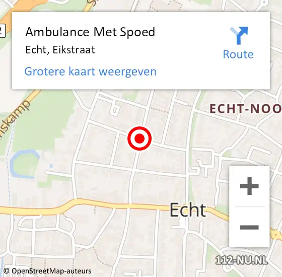Locatie op kaart van de 112 melding: Ambulance Met Spoed Naar Echt, Eikstraat op 28 augustus 2017 14:59