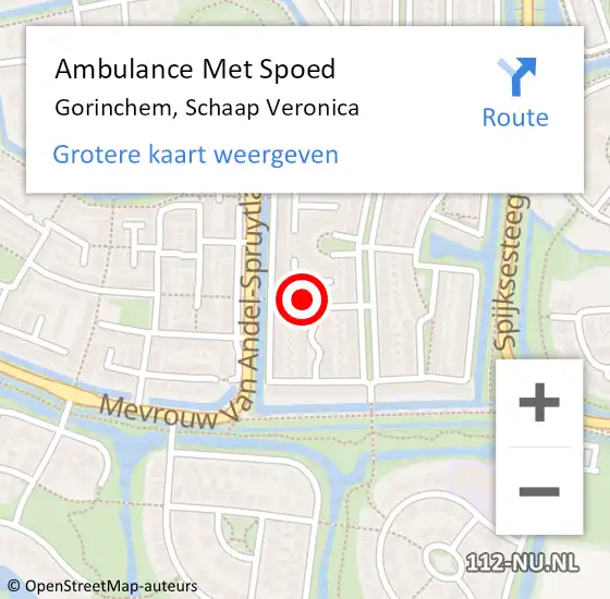 Locatie op kaart van de 112 melding: Ambulance Met Spoed Naar Gorinchem, Schaap Veronica op 20 september 2013 21:45