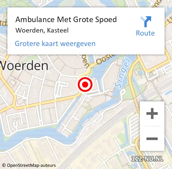 Locatie op kaart van de 112 melding: Ambulance Met Grote Spoed Naar Woerden, Kasteel op 28 augustus 2017 15:43