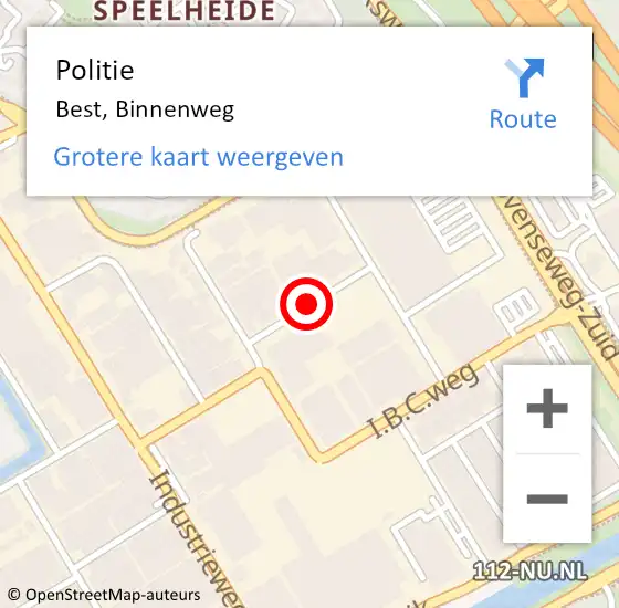 Locatie op kaart van de 112 melding: Politie Best, Binnenweg op 28 augustus 2017 16:48