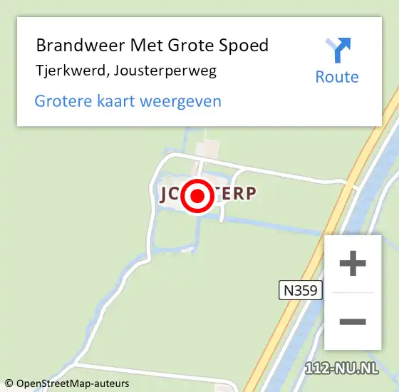 Locatie op kaart van de 112 melding: Brandweer Met Grote Spoed Naar Tjerkwerd, Jousterperweg op 28 augustus 2017 16:52