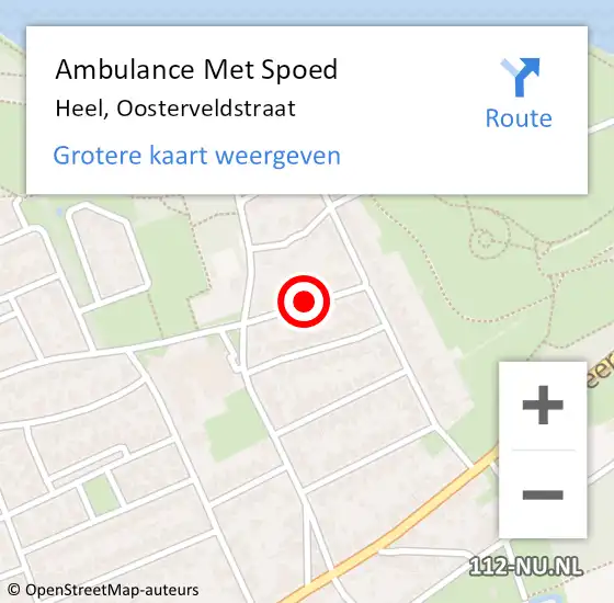 Locatie op kaart van de 112 melding: Ambulance Met Spoed Naar Heel, Oosterveldstraat op 28 augustus 2017 16:52