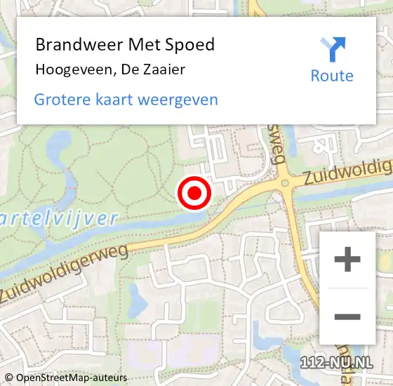 Locatie op kaart van de 112 melding: Brandweer Met Spoed Naar Hoogeveen, De Zaaier op 28 augustus 2017 17:01