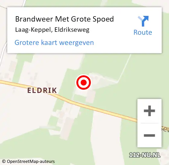 Locatie op kaart van de 112 melding: Brandweer Met Grote Spoed Naar Laag-Keppel, Eldrikseweg op 28 augustus 2017 17:13