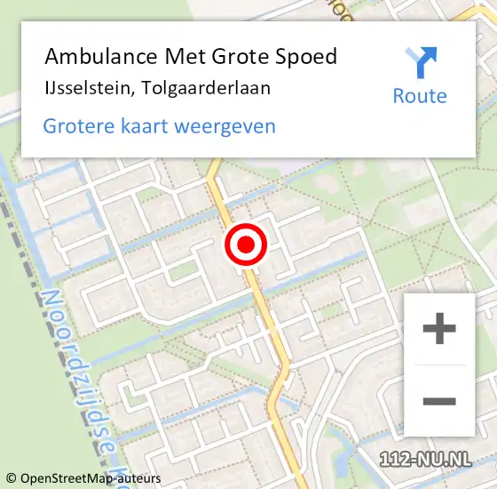 Locatie op kaart van de 112 melding: Ambulance Met Grote Spoed Naar IJsselstein, Tolgaarderlaan op 28 augustus 2017 17:19