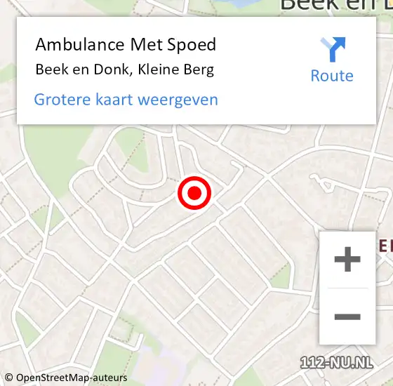 Locatie op kaart van de 112 melding: Ambulance Met Spoed Naar Beek en Donk, Kleine Berg op 28 augustus 2017 18:52
