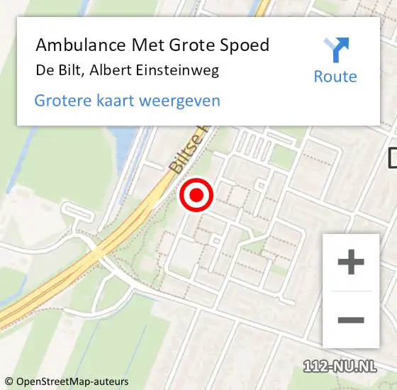 Locatie op kaart van de 112 melding: Ambulance Met Grote Spoed Naar De Bilt, Albert Einsteinweg op 28 augustus 2017 19:21