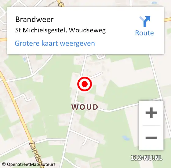 Locatie op kaart van de 112 melding: Brandweer St Michielsgestel, Woudseweg op 30 januari 2014 20:58