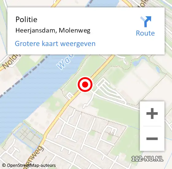 Locatie op kaart van de 112 melding: Politie Heerjansdam, Molenweg op 28 augustus 2017 19:46