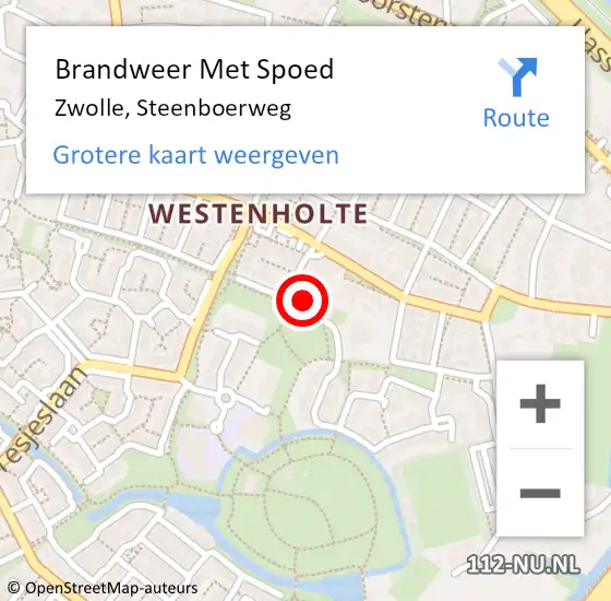 Locatie op kaart van de 112 melding: Brandweer Met Spoed Naar Zwolle, Steenboerweg op 28 augustus 2017 20:11