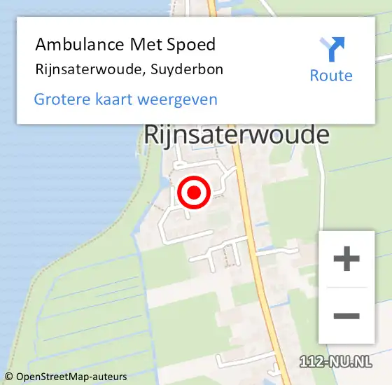 Locatie op kaart van de 112 melding: Ambulance Met Spoed Naar Rijnsaterwoude, Suyderbon op 28 augustus 2017 20:21