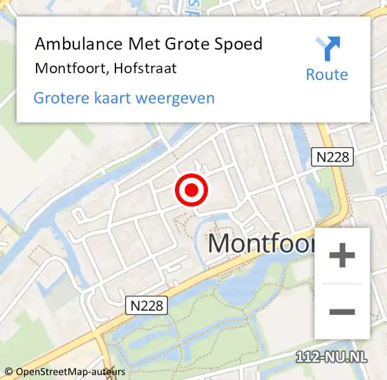 Locatie op kaart van de 112 melding: Ambulance Met Grote Spoed Naar Montfoort, Hofstraat op 28 augustus 2017 20:28