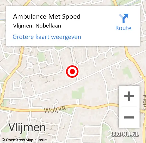 Locatie op kaart van de 112 melding: Ambulance Met Spoed Naar Vlijmen, Nobellaan op 28 augustus 2017 21:25