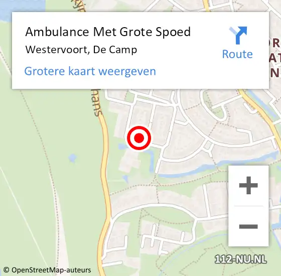 Locatie op kaart van de 112 melding: Ambulance Met Grote Spoed Naar Westervoort, De Camp op 28 augustus 2017 22:24