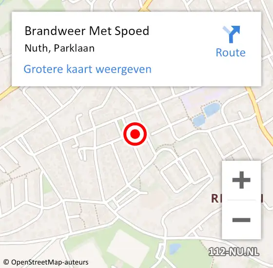 Locatie op kaart van de 112 melding: Brandweer Met Spoed Naar Nuth, Parklaan op 28 augustus 2017 22:45