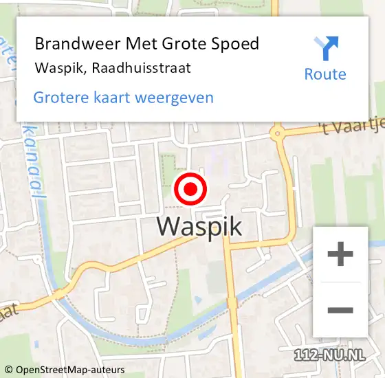 Locatie op kaart van de 112 melding: Brandweer Met Grote Spoed Naar Waspik, Raadhuisstraat op 28 augustus 2017 23:20