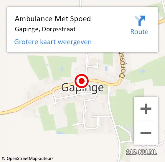 Locatie op kaart van de 112 melding: Ambulance Met Spoed Naar Gapinge, Dorpsstraat op 28 augustus 2017 23:36