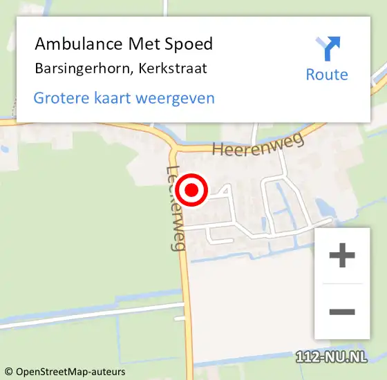 Locatie op kaart van de 112 melding: Ambulance Met Spoed Naar Barsingerhorn, Kerkstraat op 29 augustus 2017 00:09