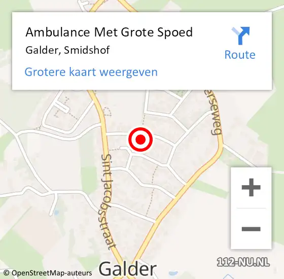 Locatie op kaart van de 112 melding: Ambulance Met Grote Spoed Naar Galder, Smidshof op 29 augustus 2017 00:10