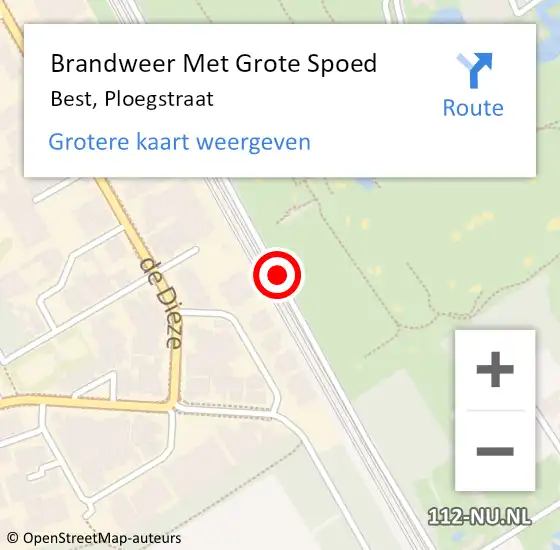 Locatie op kaart van de 112 melding: Brandweer Met Grote Spoed Naar Best, Ploegstraat op 29 augustus 2017 00:59