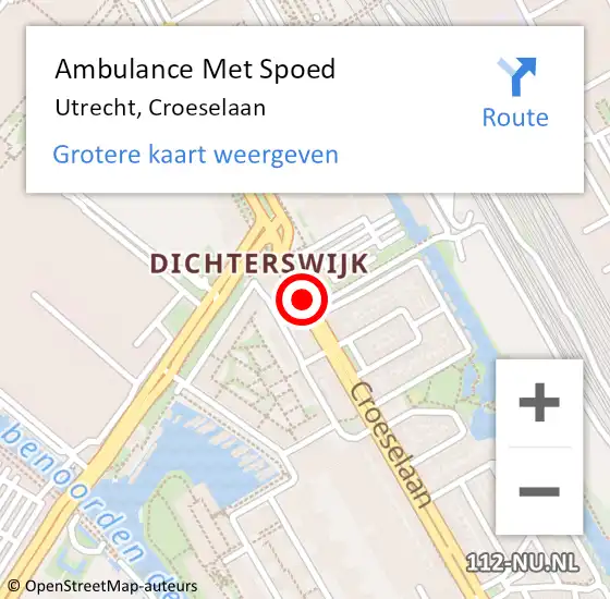 Locatie op kaart van de 112 melding: Ambulance Met Spoed Naar Utrecht, Croeselaan op 29 augustus 2017 01:34