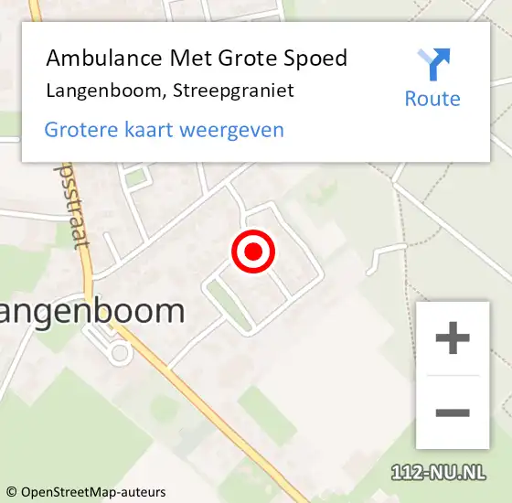 Locatie op kaart van de 112 melding: Ambulance Met Grote Spoed Naar Langenboom, Streepgraniet op 29 augustus 2017 01:40