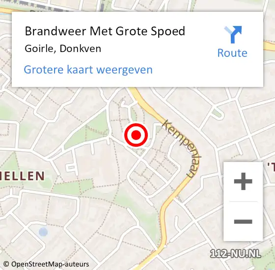 Locatie op kaart van de 112 melding: Brandweer Met Grote Spoed Naar Goirle, Donkven op 29 augustus 2017 03:10