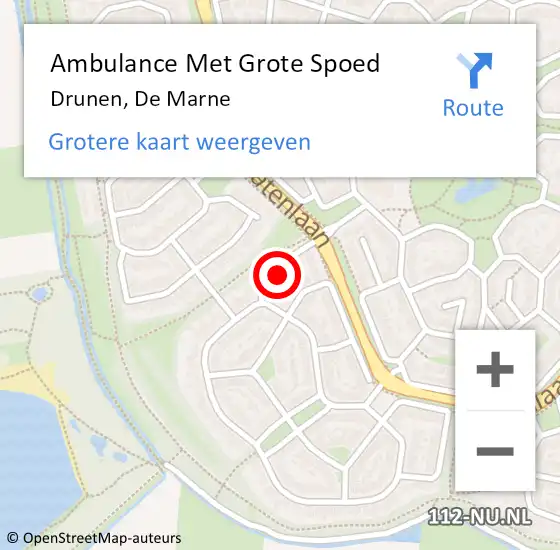 Locatie op kaart van de 112 melding: Ambulance Met Grote Spoed Naar Drunen, De Marne op 29 augustus 2017 03:50