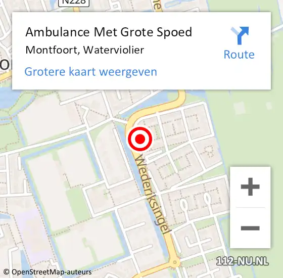 Locatie op kaart van de 112 melding: Ambulance Met Grote Spoed Naar Montfoort, Waterviolier op 29 augustus 2017 03:52